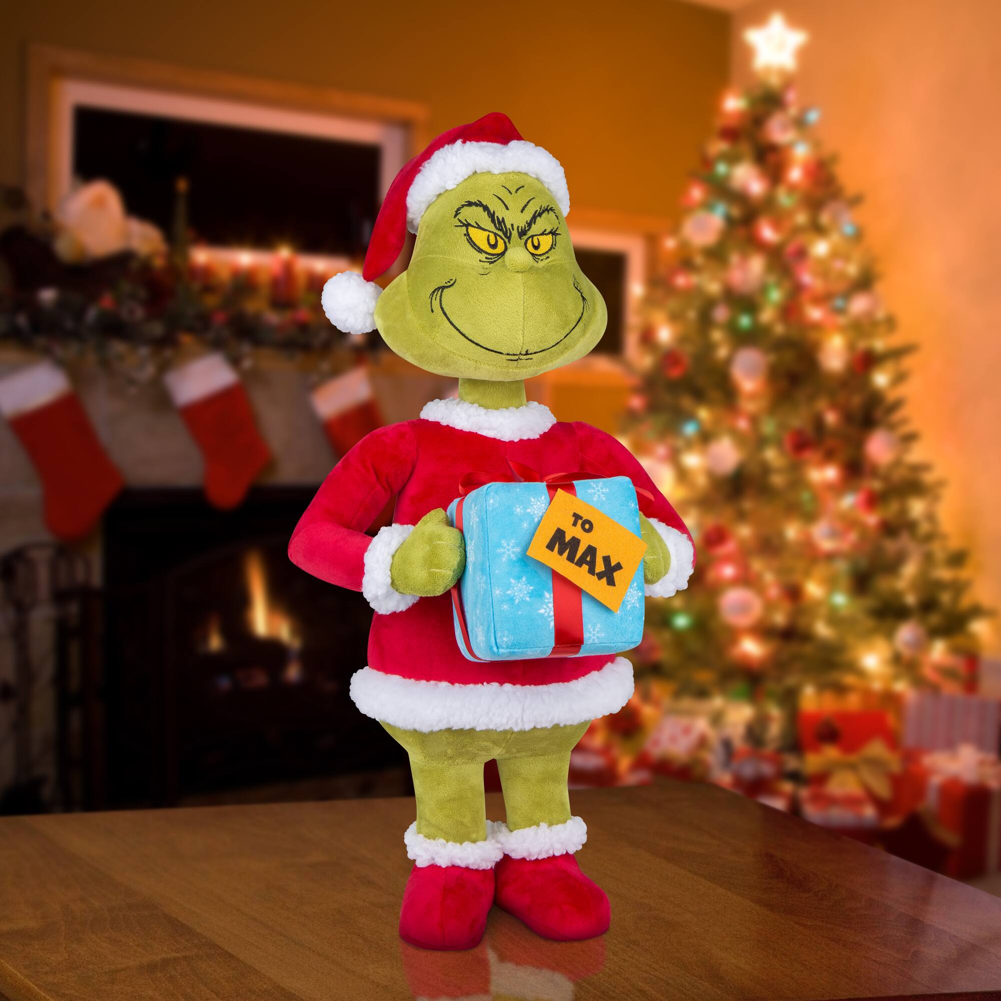22" Grinch with Present Holiday Greeter